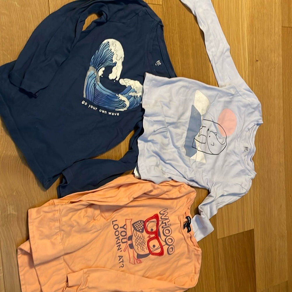 Set of 3 XS (4-5) Gap Kids long-sleeved t-shirts, 100% cotton